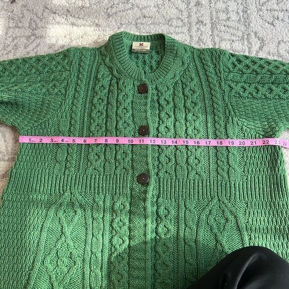 Carraig Donn Irish Merino Wool Green Knit cardigan shirt size XL Extra Large - Picture 7 of 7
